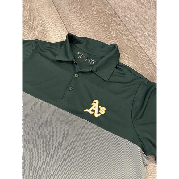 Oakland A’s Mens Polo Size Large Antigua Casual Golf Baseball Green MLB - Picture 2 of 7